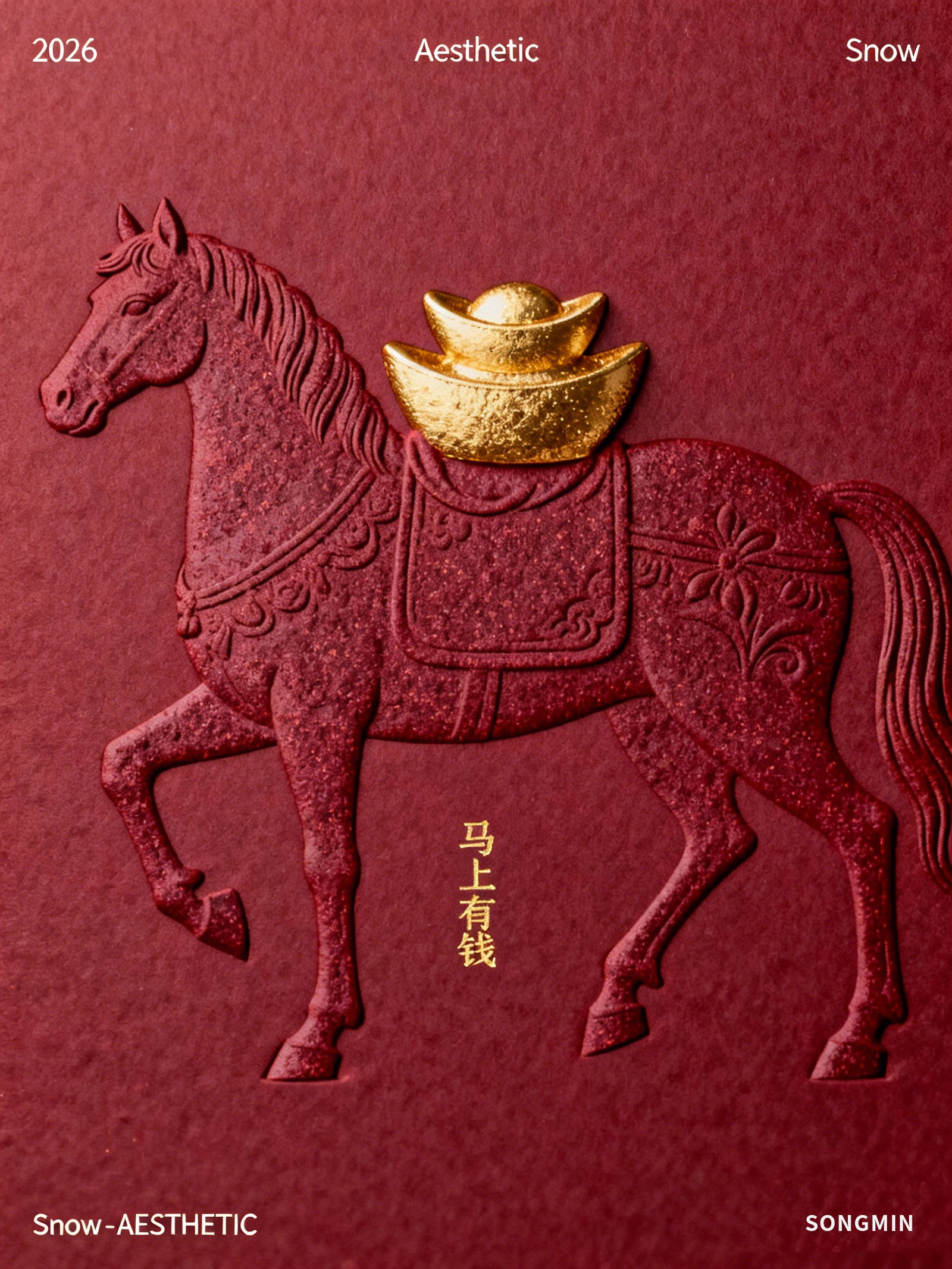 Midjourney - 2026马年LV品牌新年元旦马上有钱马轮廓花纹图案祝福海报-即梦ai关键词描述咒语 即梦Ai-Ai宇宙吧-