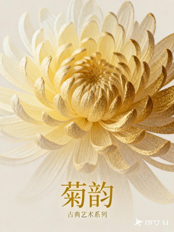 极简东方古典艺术美学金色渐变菊花展字体海报设计素材-即梦ai关键词描述咒语-Ai宇宙吧-