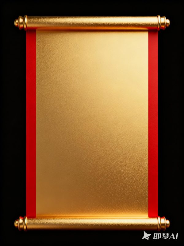 中国风红色新年元旦春节卷轴边框背景设计海报-即梦ai关键词描述咒语-Ai宇宙吧-