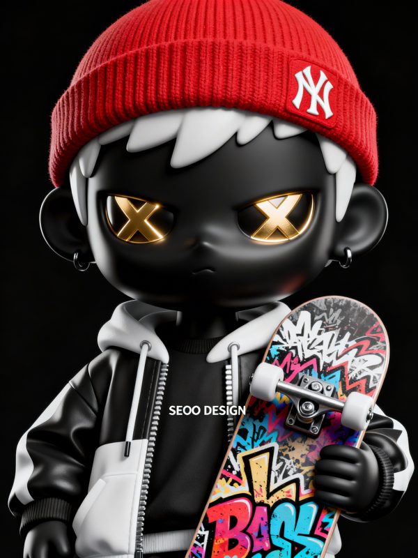 3D立体卡通人物潮流艺术形象涂鸦滑板盲盒-即梦ai关键词描述咒语-Ai宇宙吧-