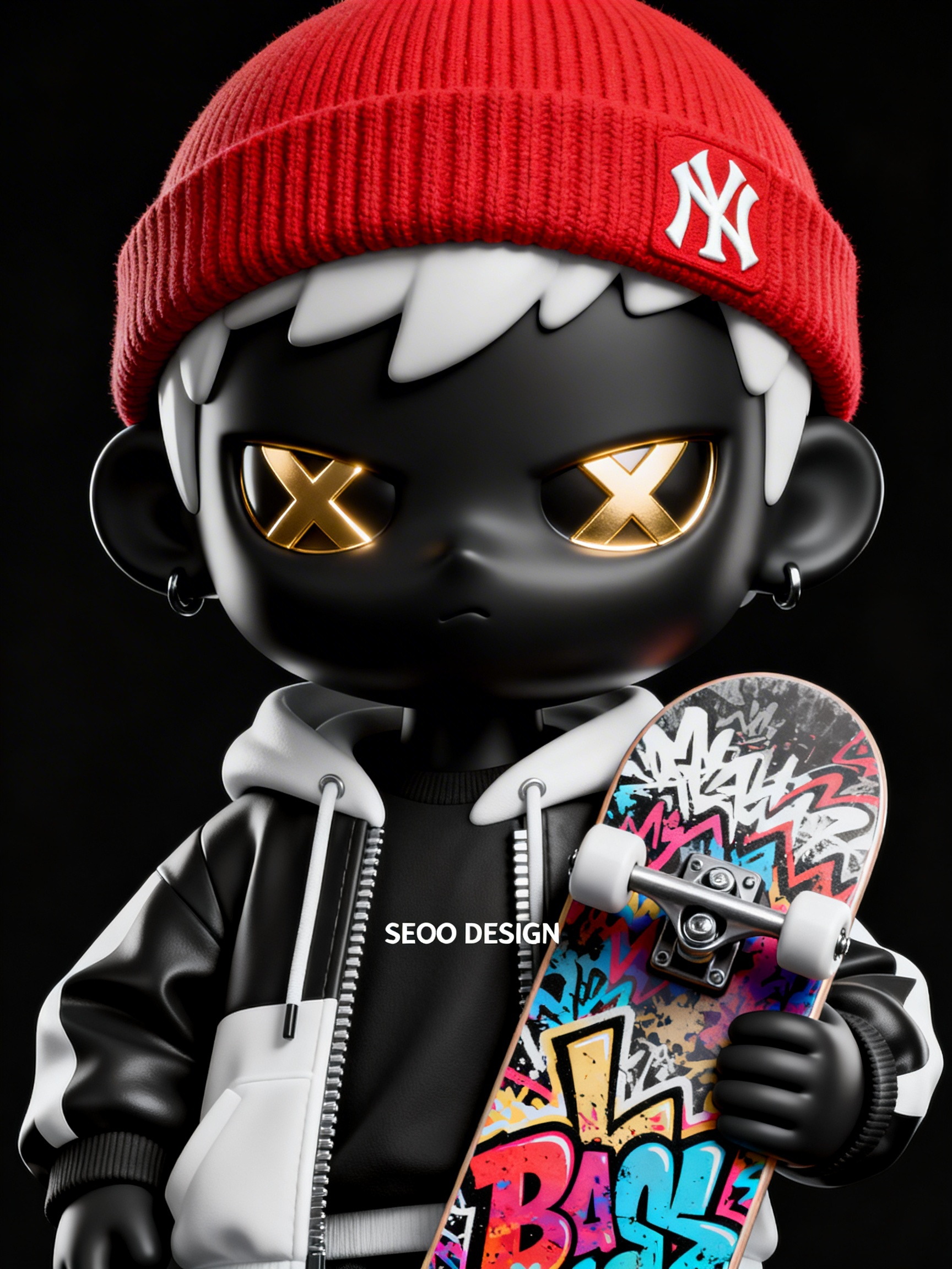 Midjourney - 3D立体卡通人物潮流艺术形象涂鸦滑板盲盒-即梦ai关键词描述咒语 即梦Ai-Ai宇宙吧-