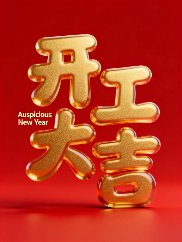 金色喜庆新年开工大吉祝福语海报字体设计素材-即梦ai关键词描述咒语-Ai宇宙吧-