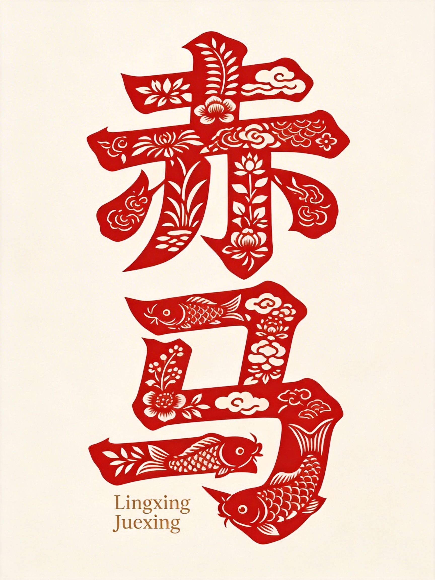 Midjourney - 创意中国风非遗红色剪纸图案海报字体设计素材-即梦ai关键词描述咒语 即梦Ai-Ai宇宙吧-