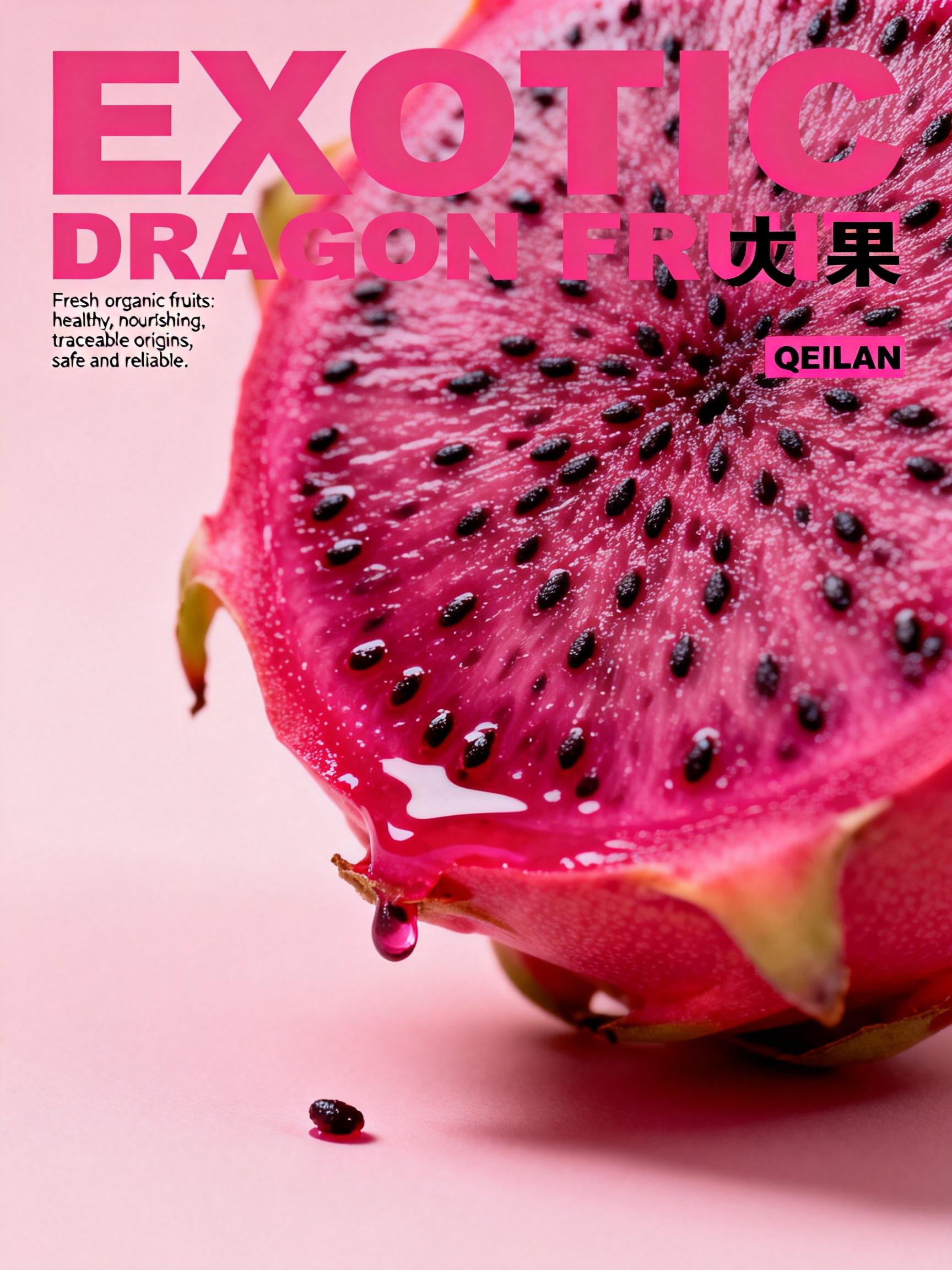 Midjourney - 红色火龙果切面特写艺术摄影封面海报-即梦ai关键词描述咒语 即梦Ai-Ai宇宙吧-