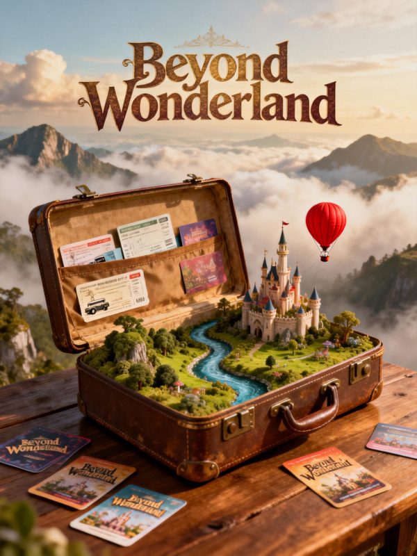 创意复古行李箱微缩奇妙城堡梦幻世界旅行活动宣传海报-即梦ai关键词描述咒语-Ai宇宙吧-