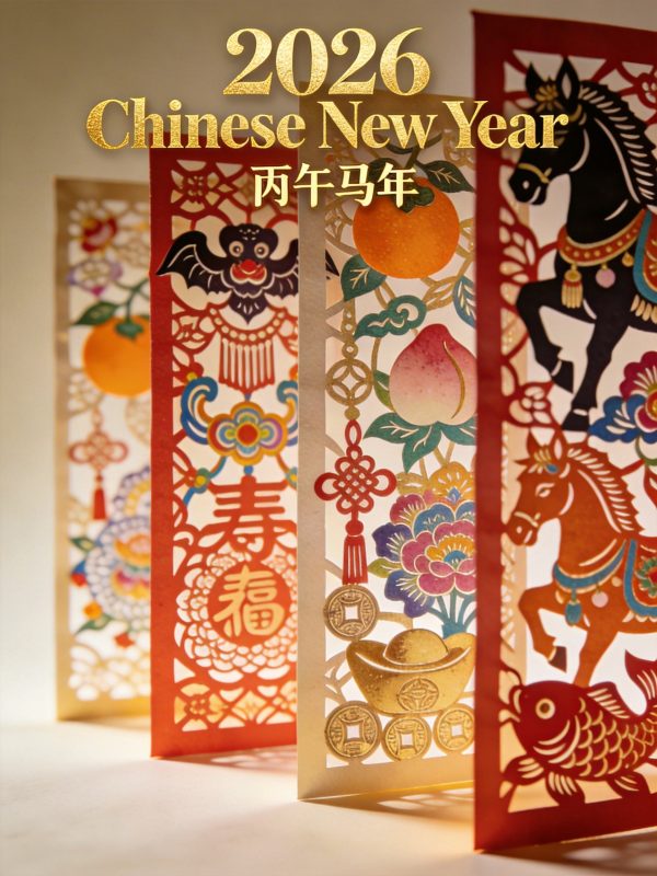 中国风东方审美新年剪纸艺术立体纸雕空间海报-即梦ai关键词描述咒语-Ai宇宙吧-