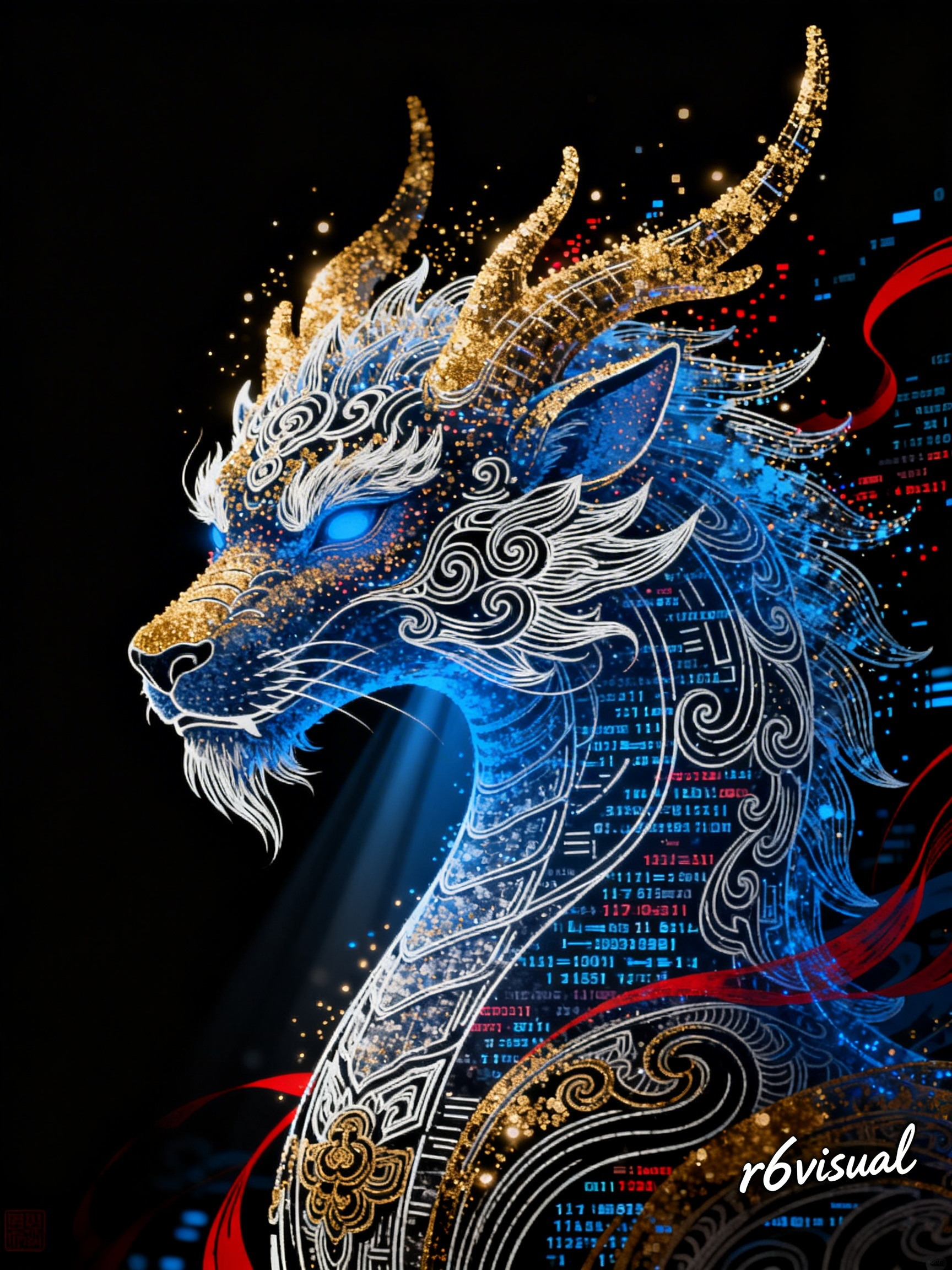 Midjourney - 新中式精致国风神兽线稿插画立体模型摄影海报-即梦ai关键词描述咒语 即梦Ai-Ai宇宙吧-