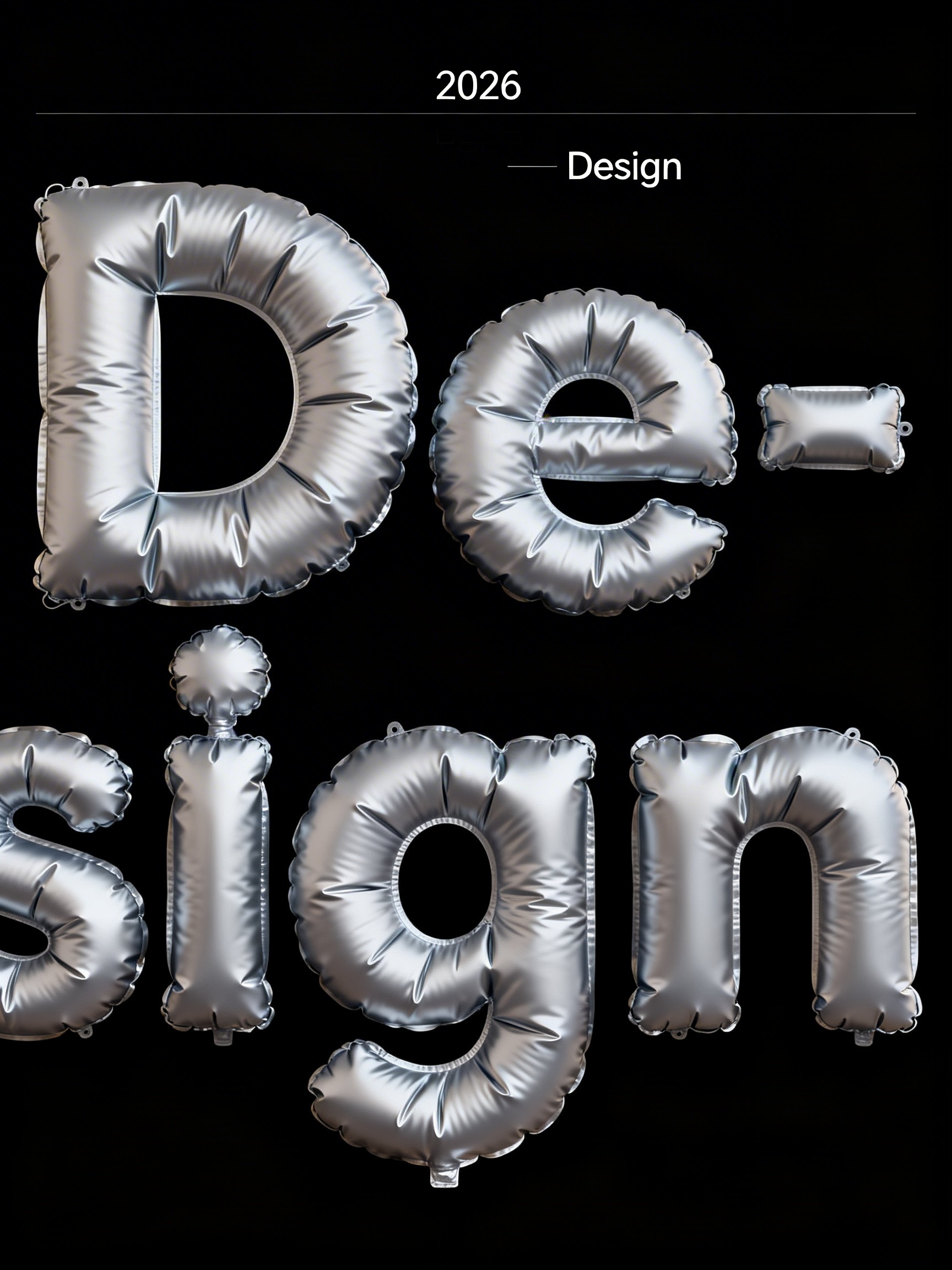 Midjourney - 3D立体银色充气气球时尚英文无衬线字体海报设计素材-即梦ai关键词描述咒语 即梦Ai-Ai宇宙吧-