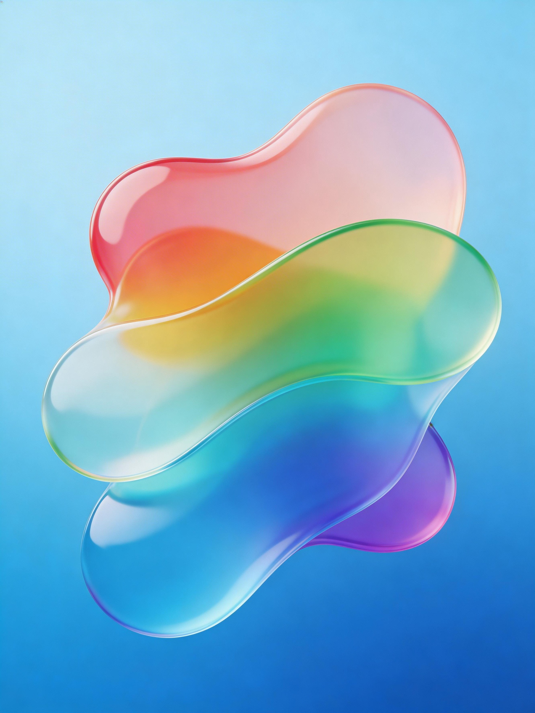 Midjourney - 蓝色渐变彩虹半透明抽象艺术高清壁纸海报背景-即梦ai关键词描述咒语 即梦Ai-Ai宇宙吧-