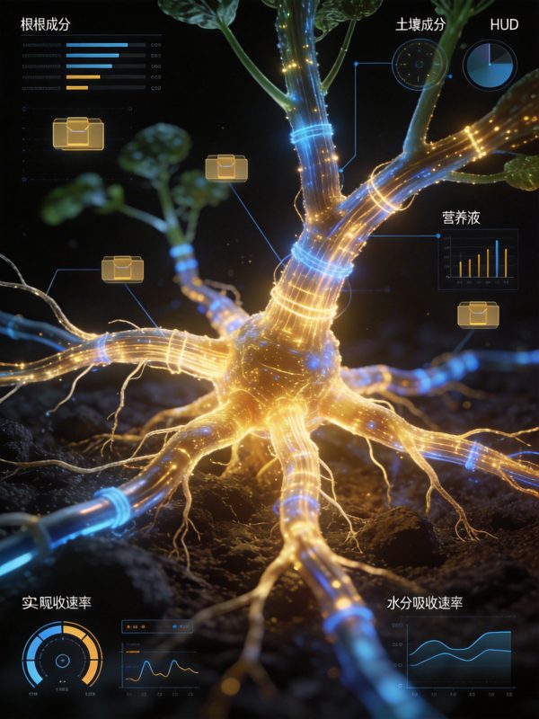 科技植物生态系统根茎光导纤维网络发光根系拓扑结构海报-即梦ai关键词描述咒语-Ai宇宙吧-