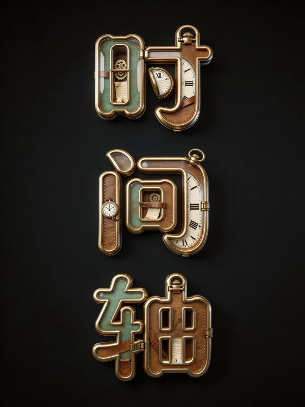 怀旧复古侦探怀表手表时间轴立体海报字体设计素材-即梦ai关键词描述咒语-Ai宇宙吧-