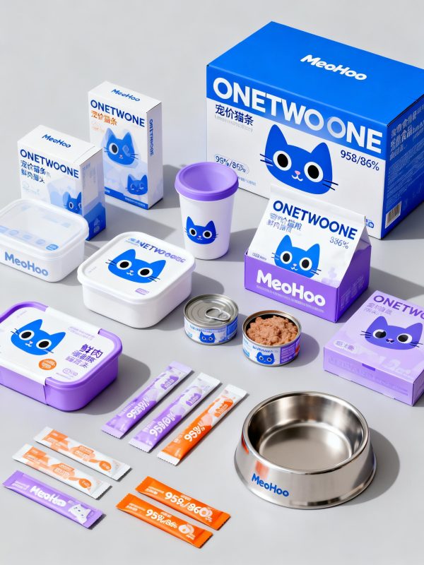 现代简约可爱卡通猫咪IP猫条罐头产品包装广告海报-即梦ai关键词描述咒语-Ai宇宙吧-