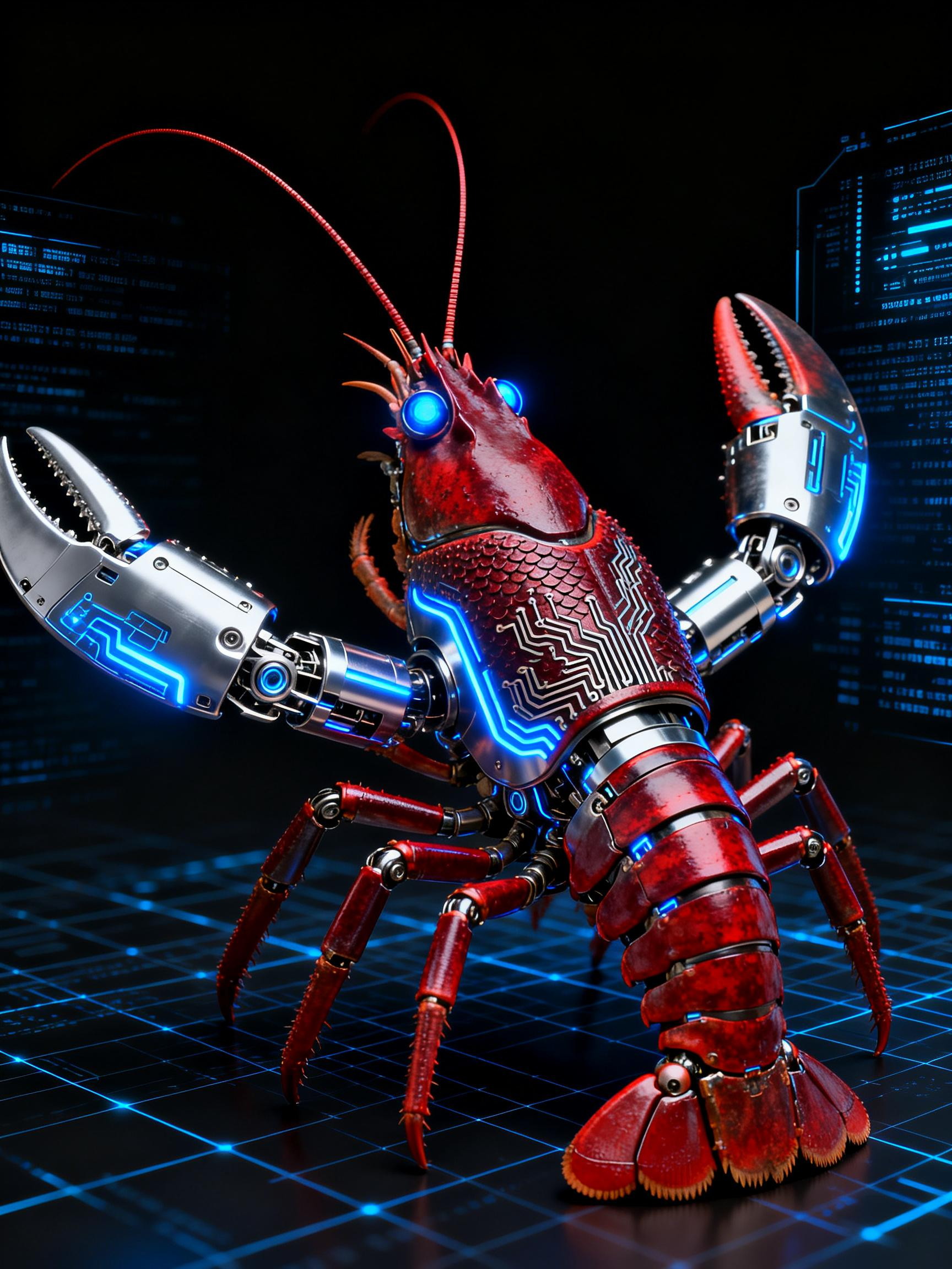 Midjourney - 未来科技赛博朋克机械小龙虾机器人立体模型-即梦ai关键词描述咒语 即梦Ai-Ai宇宙吧-