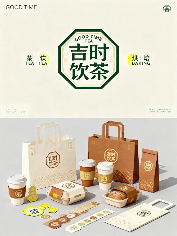 新中式简约风格茶饮烘焙艺术美学产品包装VI展示海报-即梦ai关键词描述咒语-Ai宇宙吧-