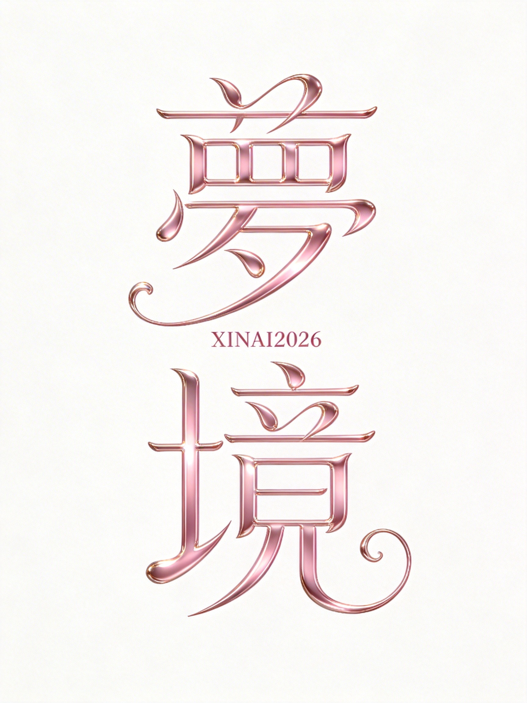 Midjourney - 粉色烫印金属质感连笔花体文创产品应用艺术字海报字体设计素材-即梦ai关键词描述咒语 即梦Ai-Ai宇宙吧-