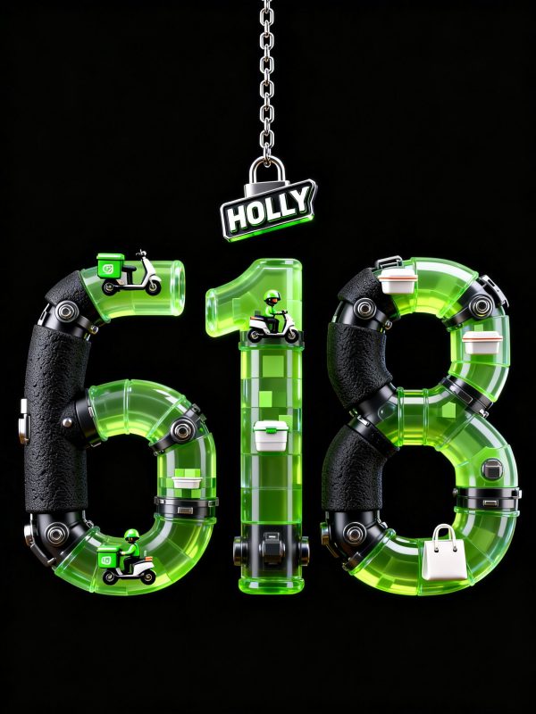 黑色磨砂橡胶绿色透明树脂立体618电商促销海报字体设计素材-即梦ai关键词描述咒语-Ai宇宙吧-