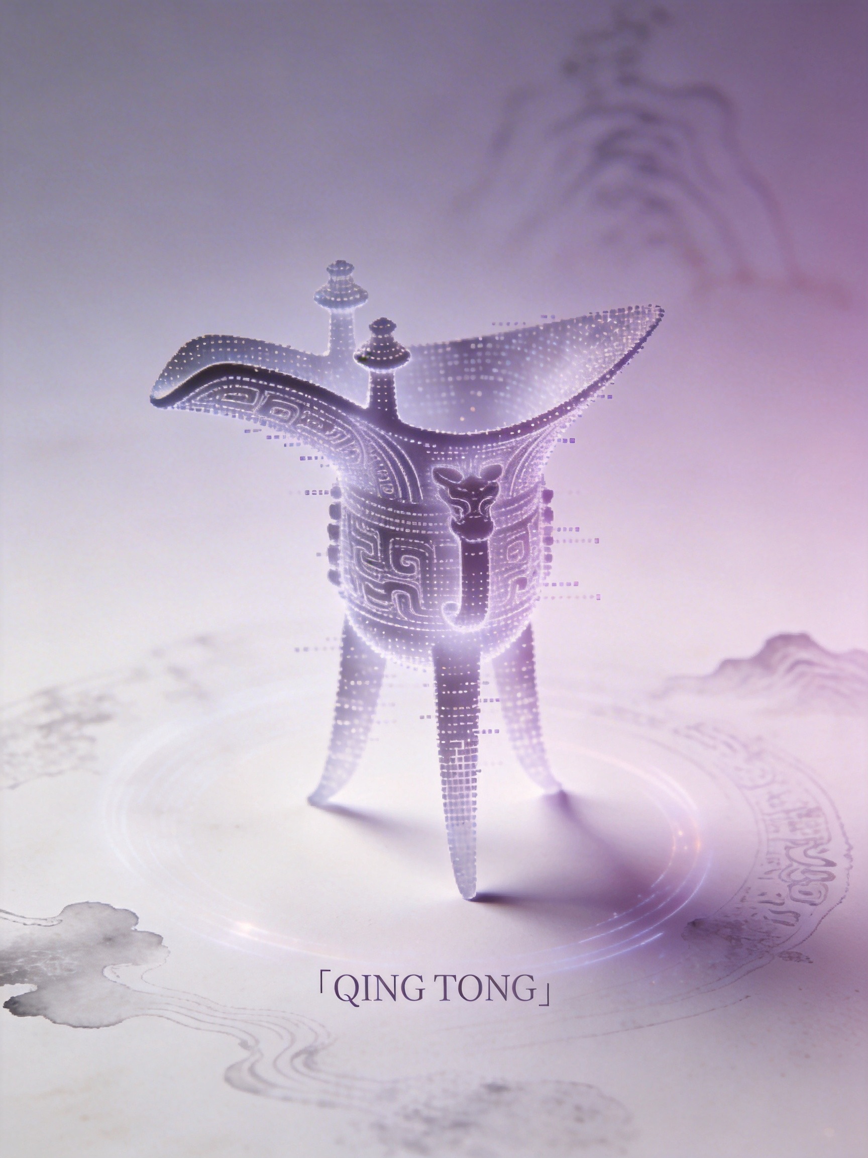 Midjourney - 新中式紫色梦幻古代青铜器立体模型摄影海报-即梦ai关键词描述咒语 即梦Ai-Ai宇宙吧-