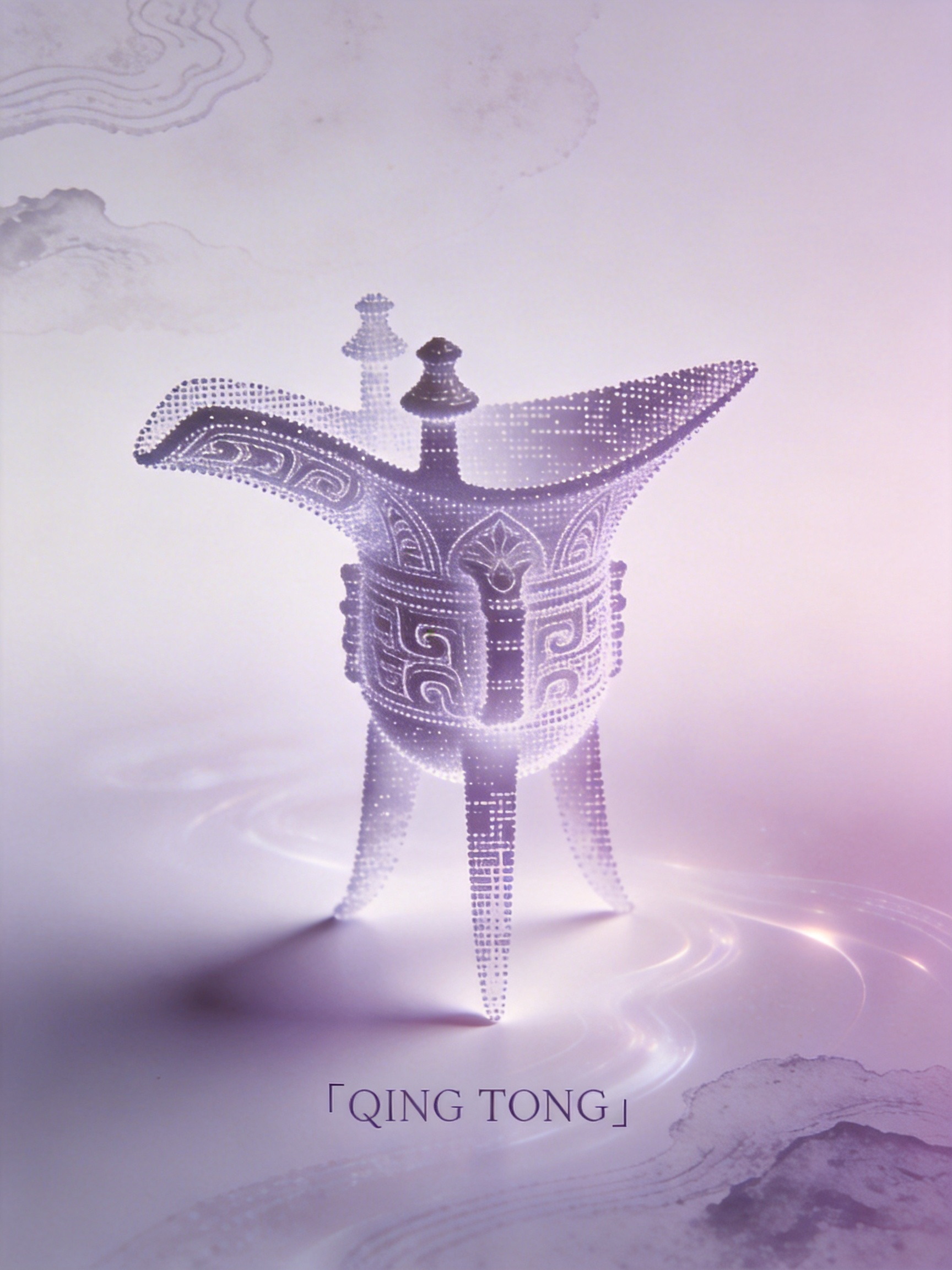 Midjourney - 新中式紫色梦幻古代青铜器立体模型摄影海报-即梦ai关键词描述咒语 即梦Ai-Ai宇宙吧-