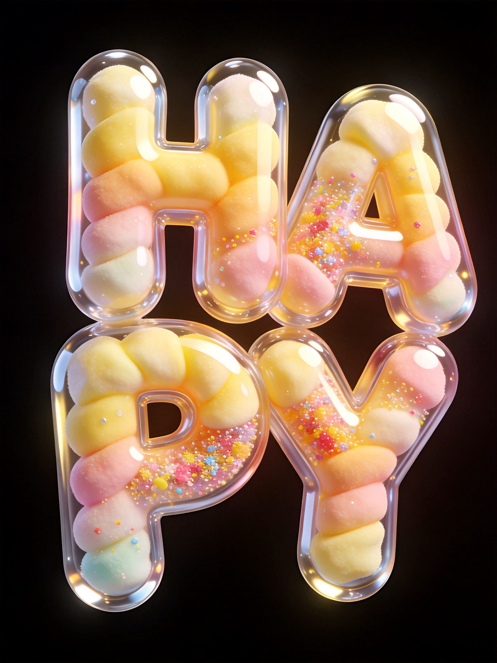 Midjourney - 3D立体彩色可爱卡通圆形透明泡泡英文海报字体设计素材-即梦ai关键词描述咒语 即梦Ai-Ai宇宙吧-