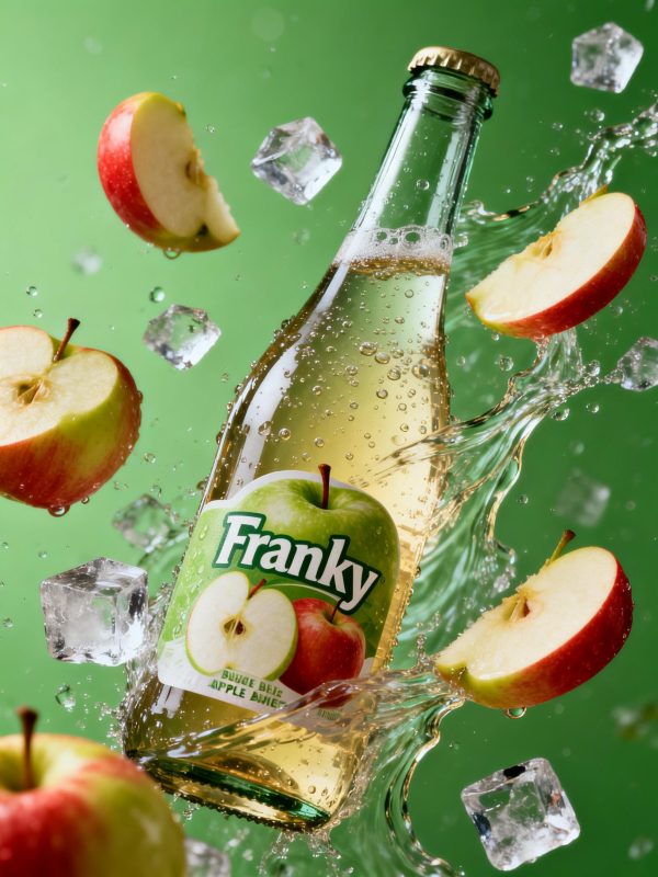 苹果气泡酒水花飞溅产品广告摄影海报-即梦ai关键词描述咒语-Ai宇宙吧-