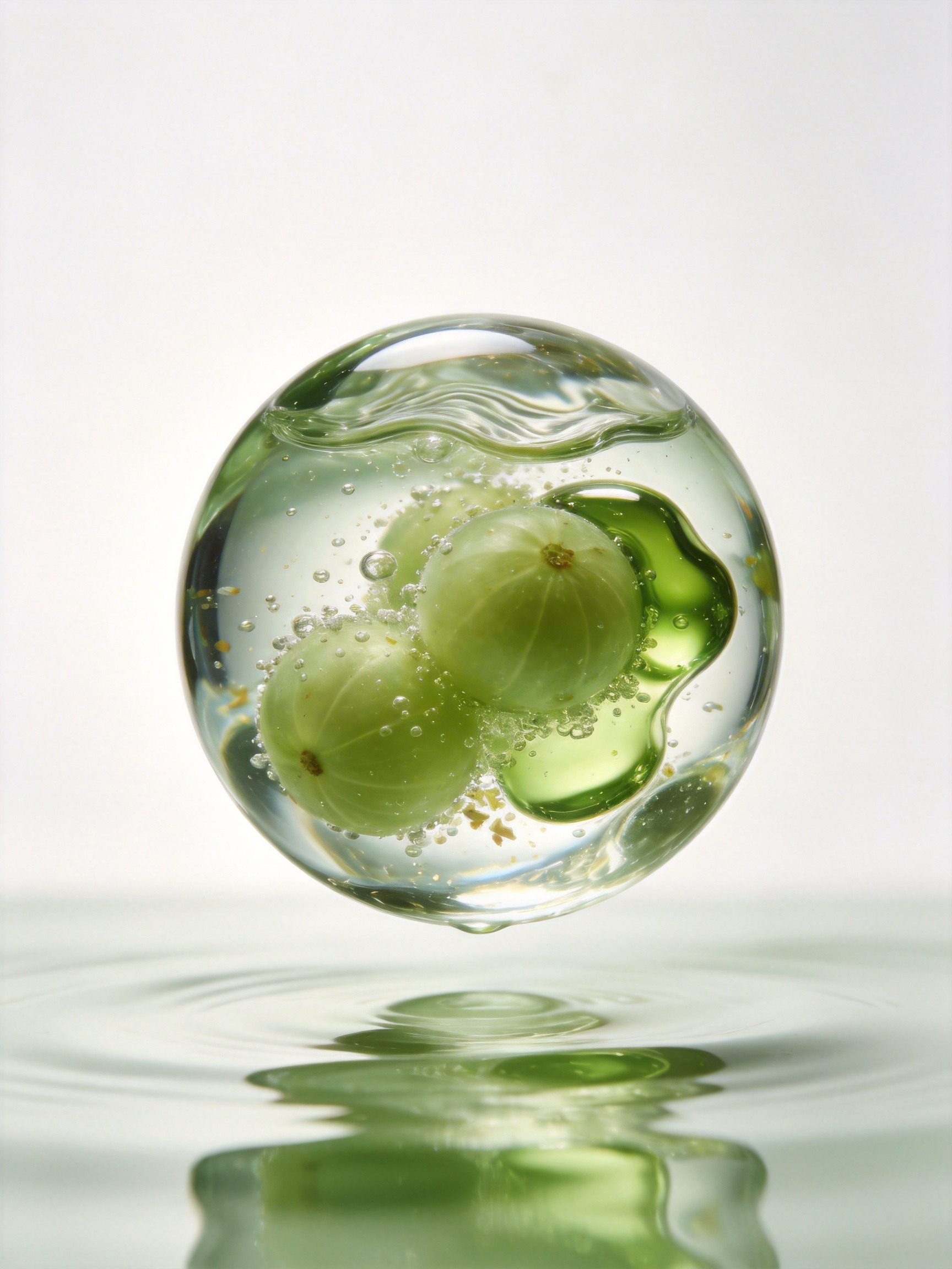 Midjourney - 科技感绿色透明液态球体气泡化妆品护肤品视觉海报背景-即梦ai关键词描述咒语 即梦Ai-Ai宇宙吧-