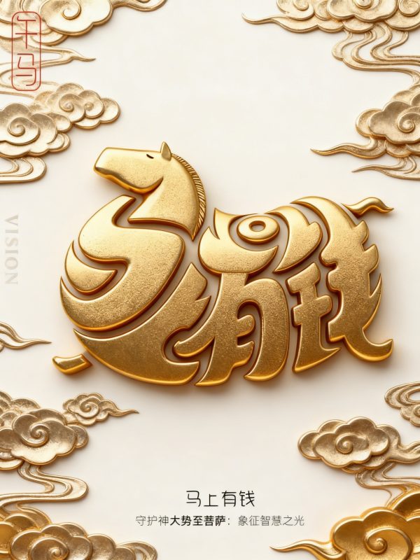 创意金色3D立体2026马上有钱海报字体设计素材-即梦ai关键词描述咒语-Ai宇宙吧-