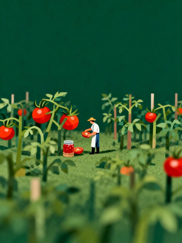 创意手绘番茄西红柿园丁采摘果实微距场景插画海报-即梦ai关键词描述咒语-Ai宇宙吧-