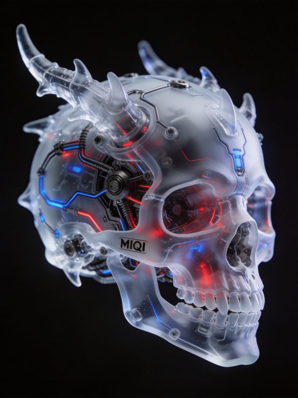 科技感墨明风格3D立体赛博机械魔龙骷髅头骨模型-即梦ai关键词描述咒语-Ai宇宙吧-