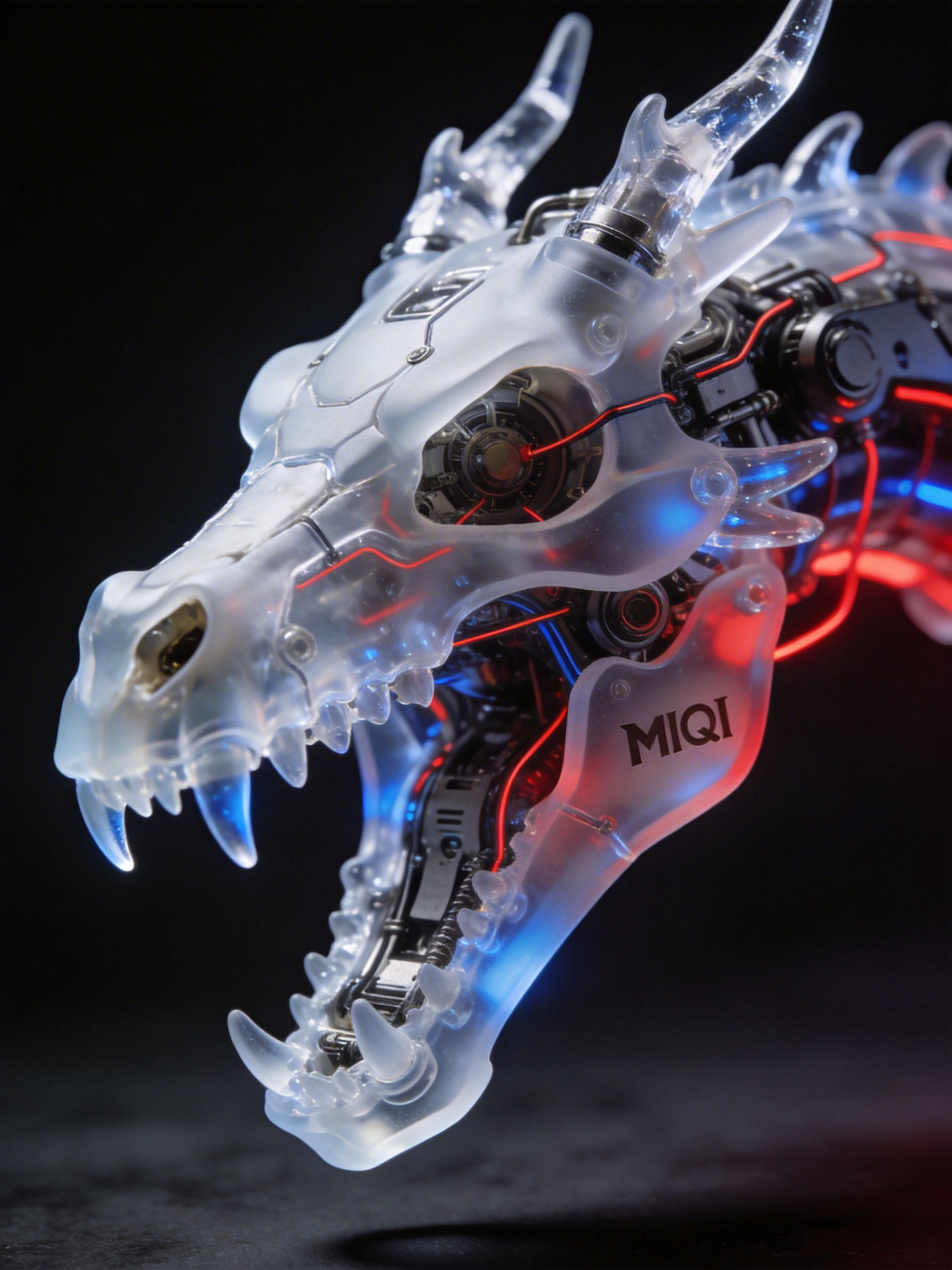 Midjourney - 科技感墨明风格3D立体赛博机械魔龙骷髅头骨模型-即梦ai关键词描述咒语 即梦Ai-Ai宇宙吧-