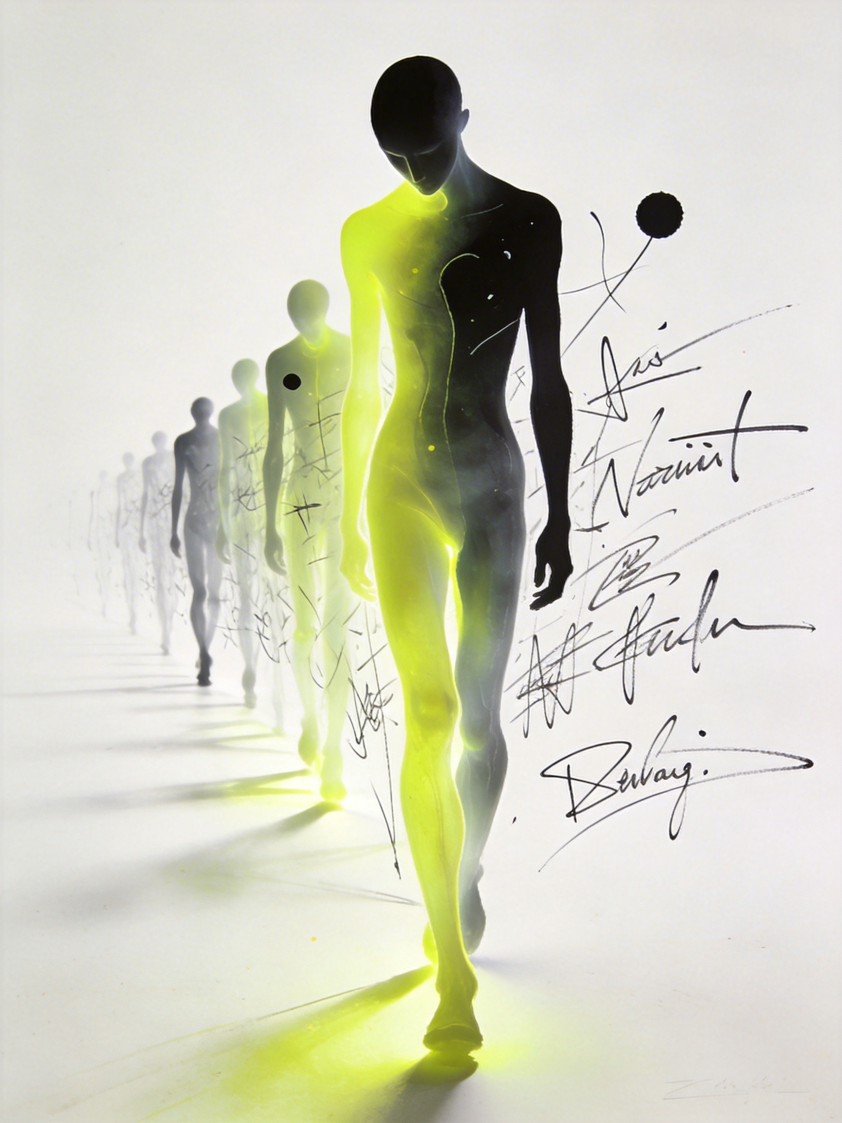 Midjourney - 极简主义修长人物行走剪影艺术视觉海报-即梦ai关键词描述咒语 即梦Ai-Ai宇宙吧-